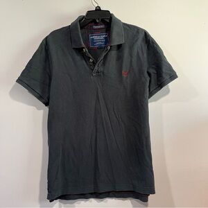Y2K American Eagle vintage fit Men’s Charcoal Polo with Red Logo